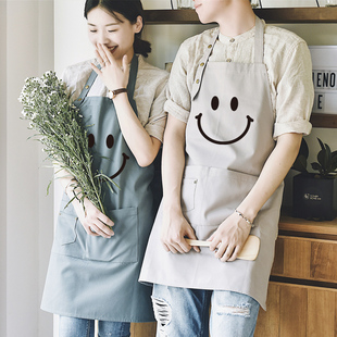 男士 ins围裙家用厨房时尚 做饭棉布围腰厨房工作服女围兜大人防水