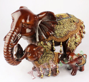 家居饰品婚庆礼物三口之家树脂大象摆件玄关壁橱电视柜创意装饰