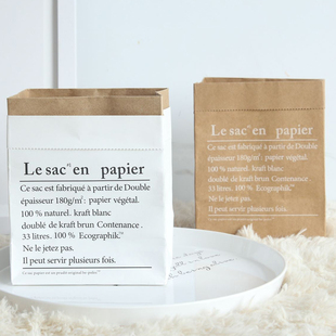 ins牛皮纸花盆袋子北欧字母花瓶简约花器创意摆设装饰收纳插花盆