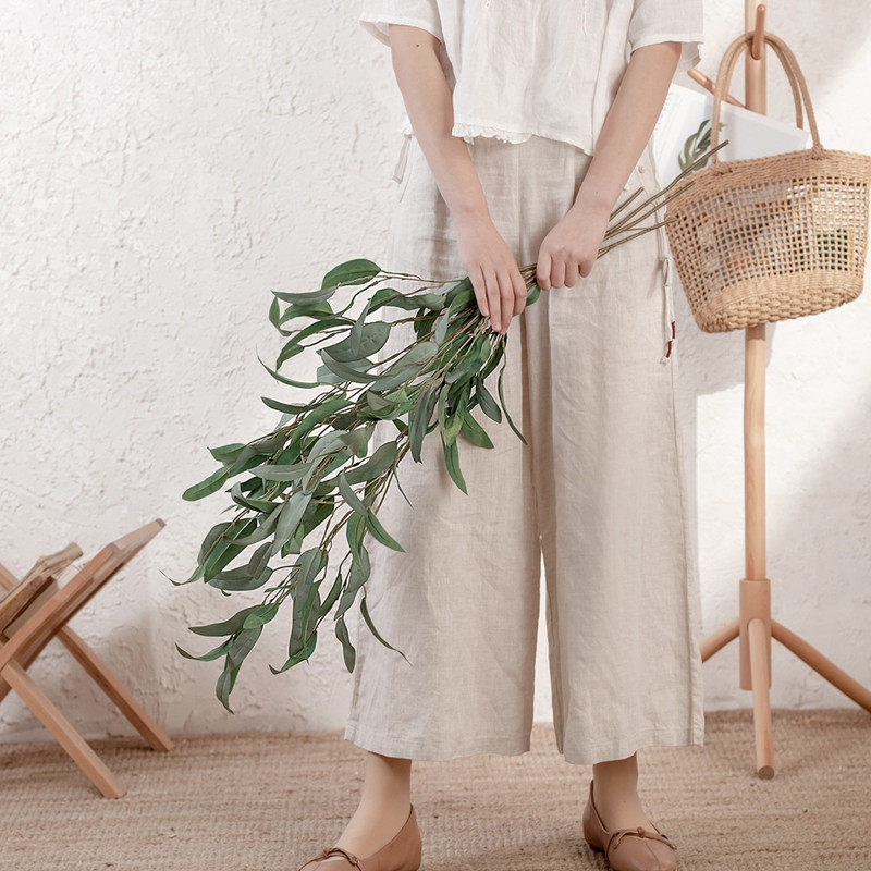 仿真柳树叶子干树枝枯枝花艺家居装饰品插花干花田园风秋季柳叶草