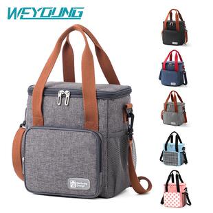 韩版加厚圆形饭盒袋便当包加高方形保温包手提冰包户外保鲜午餐包