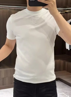 春秋季2025年新款男士半袖商务气质时尚百搭短袖打底衫T恤修身