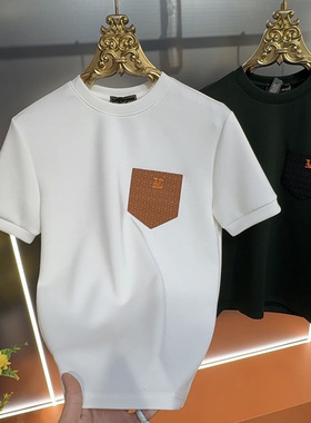 24秋季男装新款T恤潮流圆领高品质时尚休闲百搭简约短袖半袖柔软