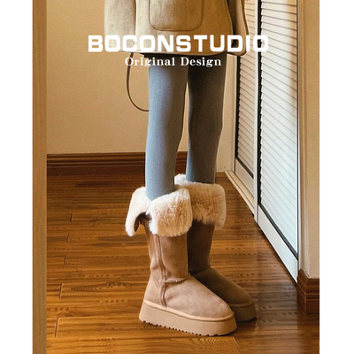 厚底毛毛雪地靴女内增高棉靴女