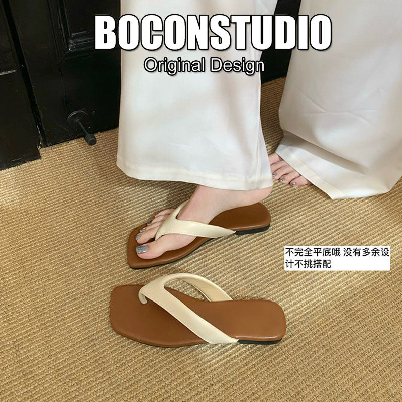 羊皮版~度假风人字拖女外穿2026新款夏季百搭平底夹趾沙滩凉拖鞋