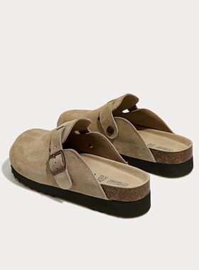 真皮勃肯鞋子女2025新款爆款厚底拖鞋女外穿男女同款博肯半拖鞋