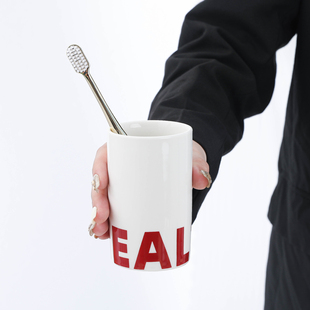 陶瓷漱口杯家用情侣刷牙杯子一对高颜值牙刷杯牙缸洗漱杯托盘套装
