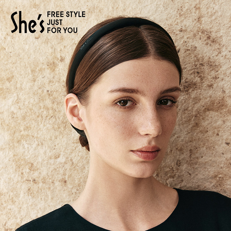 shes茜子轻简循迹柔软仿真丝缎五色发箍发卡头箍发饰压发头饰品