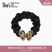shes茜子自然复刻轻奢复古蝴蝶盘发发圈马尾大肠圈皮筋扎头绳头饰