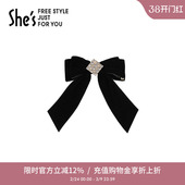 shes茜子巴比耶联名复古丝绒蝴蝶结飘带横夹马尾夹半发夹顶夹发饰