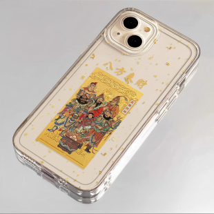 金箔财神爷适用于魅族22手机壳五路财神MEIZU透明新款 21pro马年20classic发财21note暴富note16小众lucky08女