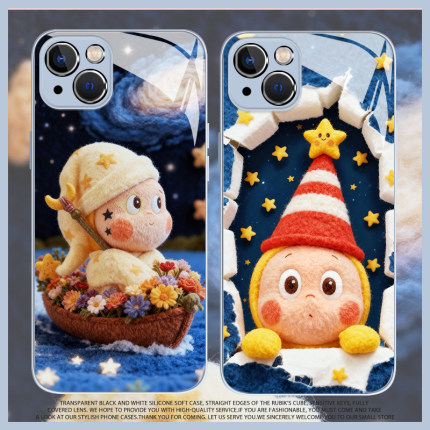 毛绒星星人适用于OPPOreno15pro手机壳reno14卡通13新款玻璃12秋冬款11可爱10pro+情侣9小众8/7/6/5k女超好看