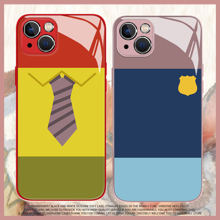 适用于OPPOreno15pro手机壳reno14拼色朱迪狐尼克13新款玻璃12疯狂动物城11男10pro+创意情侣一对9小众8女7/6