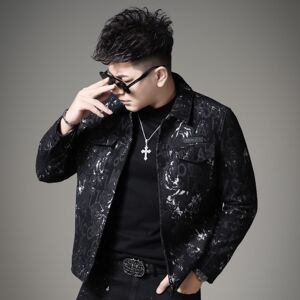 针织冬季翻领羽绒服男士