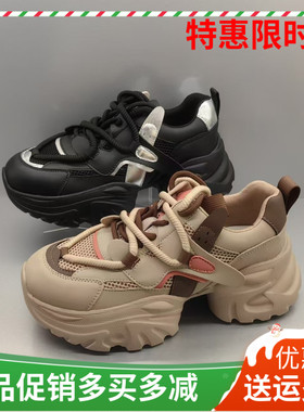 香香莉女鞋2024秋季新款厚底系带增高休闲鞋时尚百搭老爹鞋27990