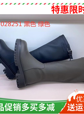 香香莉女靴子28251高筒靴英伦风黑色方跟厚底马丁靴2024秋冬新款
