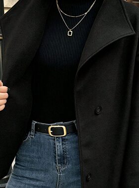 欧美女式翻领宽松落肩短款呢子外套，通勤日常穿搭女士秋冬服饰潮