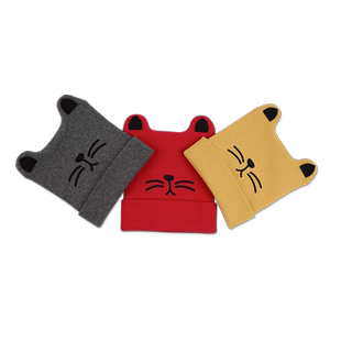 韩版新生宝宝帽子春秋男女童可爱棉线牛角卡通套头帽婴儿帽子秋冬