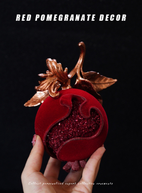 描金复古红石榴造型摆件