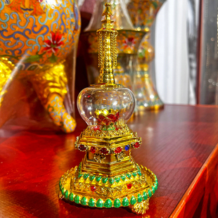 藏式锌合金制玻璃罩款 舍利塔 菩提塔 佛塔 水晶罩装甘露丸舍利子