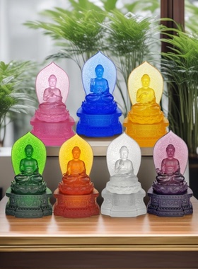 古法琉璃药师七佛坛城日光月光八大菩萨十二神将四大天王整套摆件