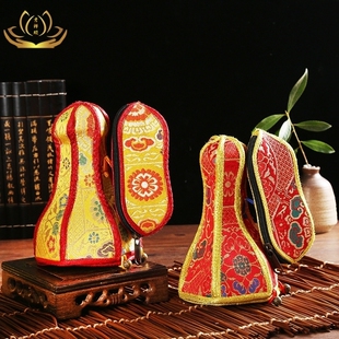 尼泊尔布套 刺绣花纹布料带拉链收纳袋 金刚铃杵套法器口袋 大号