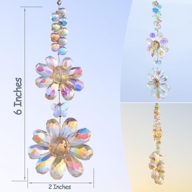 花朵水晶光捕彩虹装饰挂件