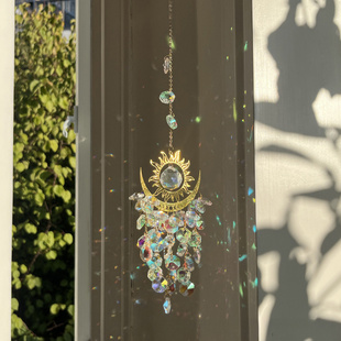 ins同款园林集光饰品恶魔之眼太阳月亮水晶太阳捕手风铃