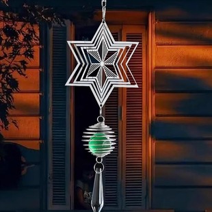 大梦归离同款雪花六芒星3d旋转曼陀罗风铃太阳捕手螺旋水晶吊坠