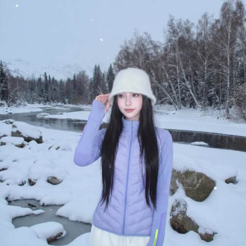女装时尚羽绒内胆秋冬立领修身紫色轻薄内搭户外保暖羽绒服外套