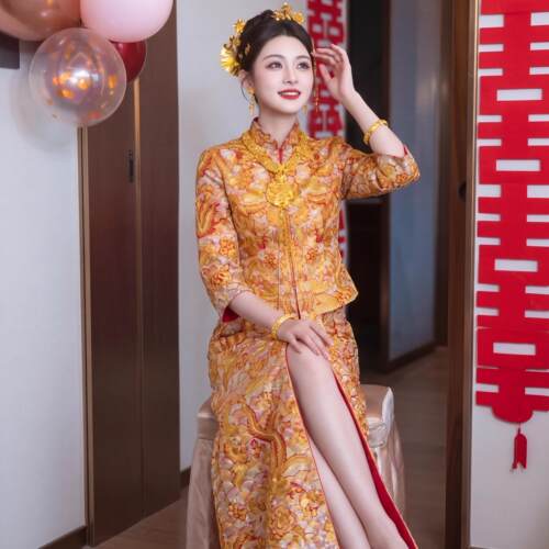 女装秀禾服2026新款新娘结婚礼服中式嫁衣金色龙凤褂敬酒服显瘦