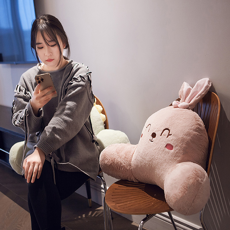 学霸家居毛绒靠枕m腰靠垫可爱椅子飘窗腰枕办公室汽车车载护腰女