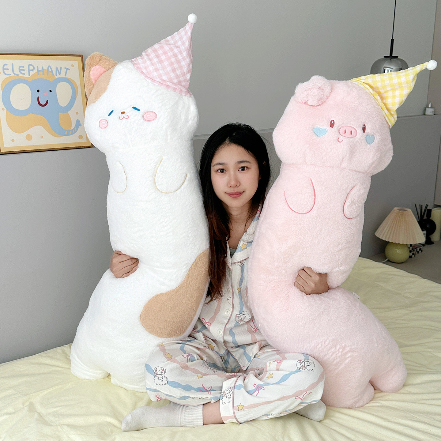 可爱动物长条侧睡抱枕女生睡觉专用夹腿玩偶长条枕沙发靠枕床头