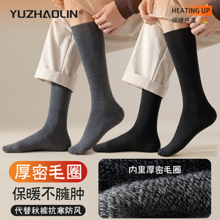 厚袜子男士 加绒加厚中筒袜毛圈保暖毛巾长筒袜长袜男 小腿袜秋冬季