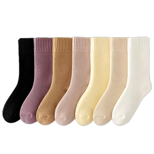 厚袜子女秋冬款中筒袜加绒加厚月子袜冬季毛绒睡眠地板超厚长筒袜