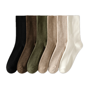 袜子女中筒袜纯棉春秋咖色美拉德堆堆袜秋冬搭配小皮鞋勃肯鞋长袜
