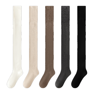 长筒袜子女秋冬款纯棉加厚加绒