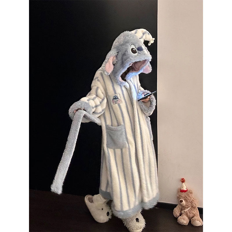 史迪仔珊瑚绒连帽秋冬新款睡袍女大码保暖加厚可外穿睡裙家居服,女士内衣/男士内衣/家居服,睡袍/浴袍,淘宝优惠券,粉丝福利购,淘宝优惠卷