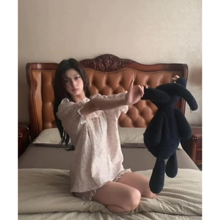 套头家居服套装 短袖 可外穿 新款 甜美风高级感小众碎花睡衣女春夏季