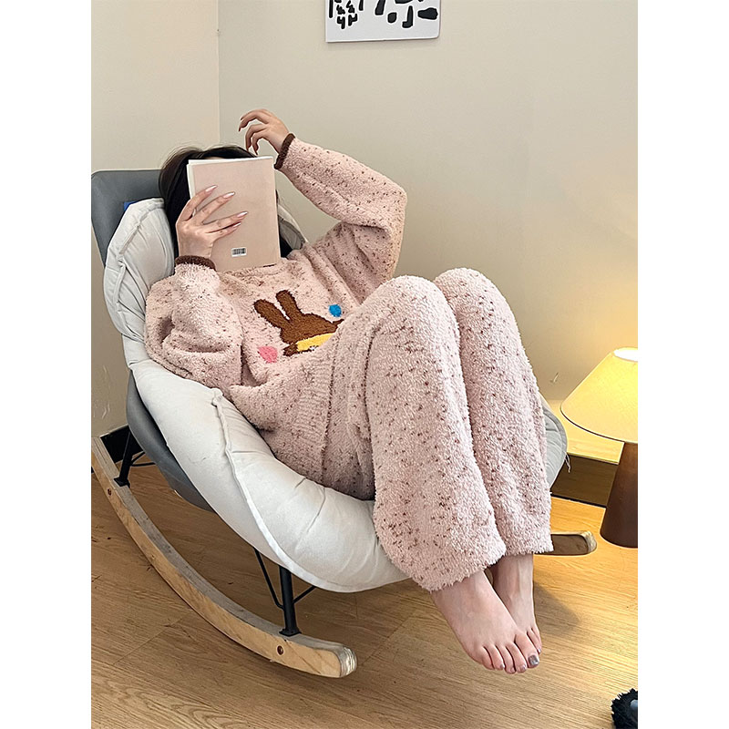 甜美可爱米菲兔半边绒睡衣女