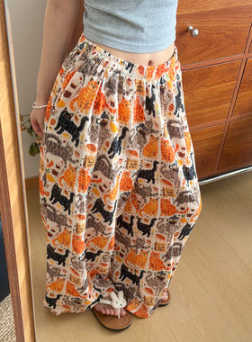 小猫印花设计感睡裤女夏季