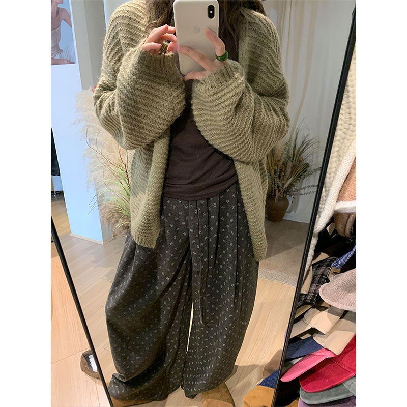 法式慵懒风复古碎花休闲睡裤