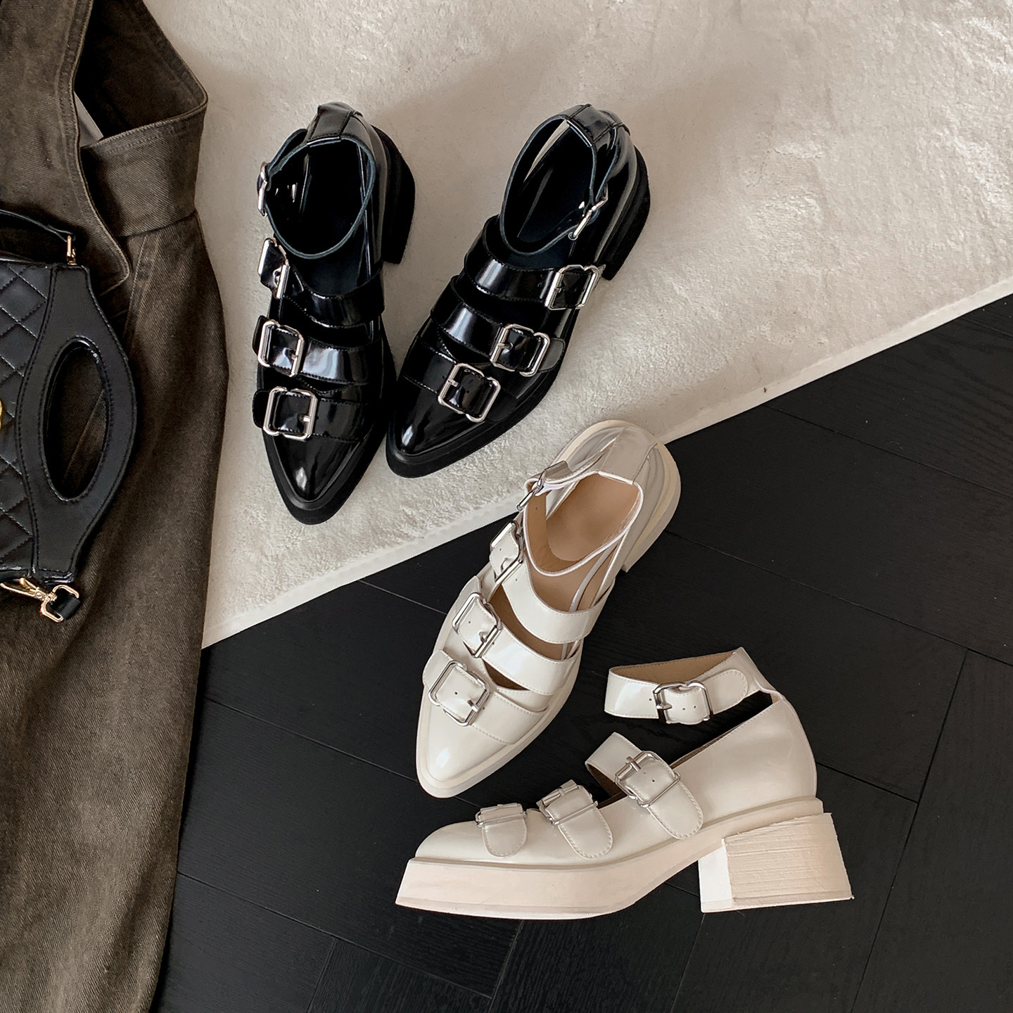 圆圆妈2026春季时尚浅口皮带扣玛丽珍气质百搭粗跟牛皮女鞋子单鞋,女鞋,玛丽珍鞋,淘宝优惠券,粉丝福利购,淘宝优惠卷