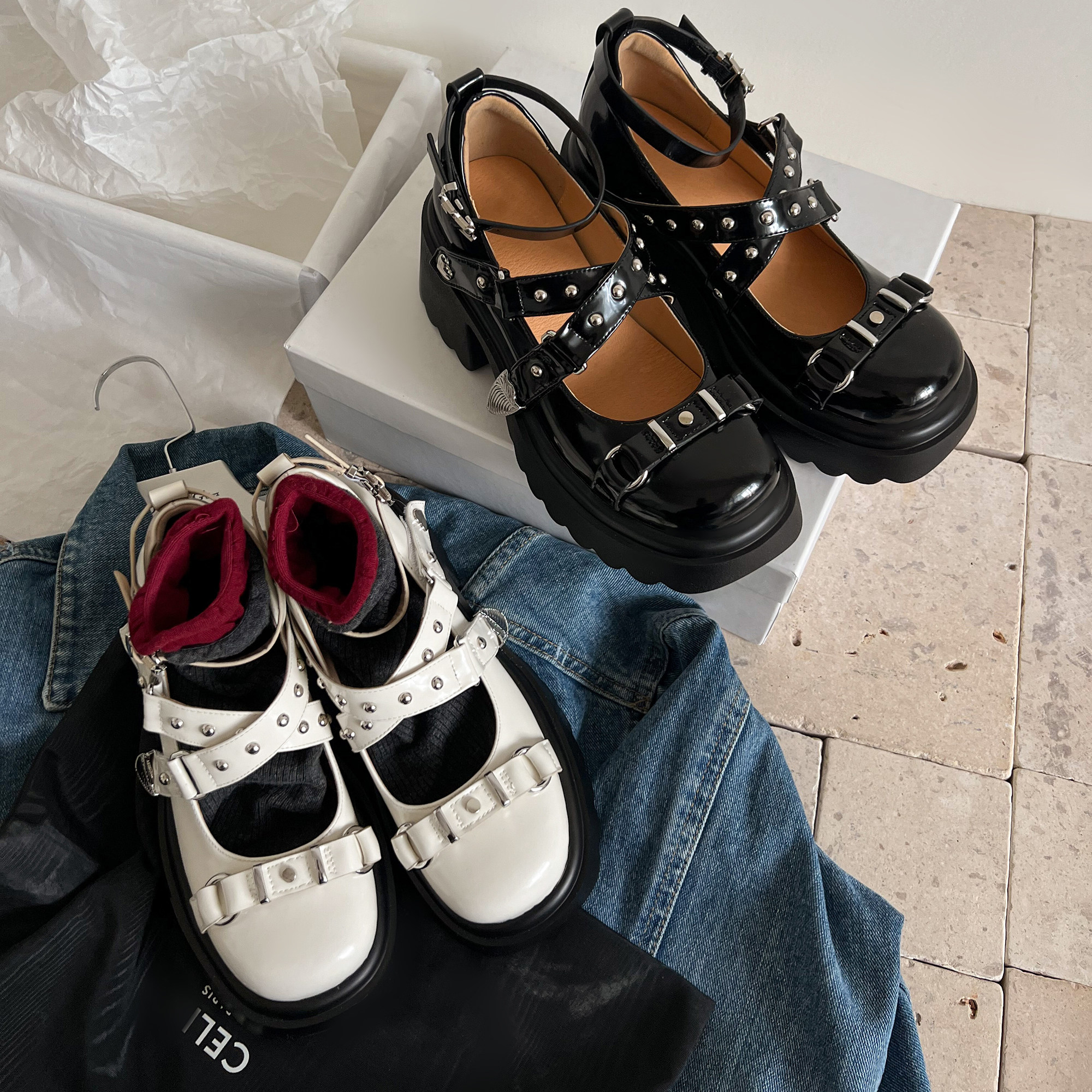 圆圆妈2026春季时尚厚底单鞋圆头铆钉魔术贴玛丽珍百搭牛皮松糕鞋,女鞋,玛丽珍鞋,淘宝优惠券,粉丝福利购,淘宝优惠卷