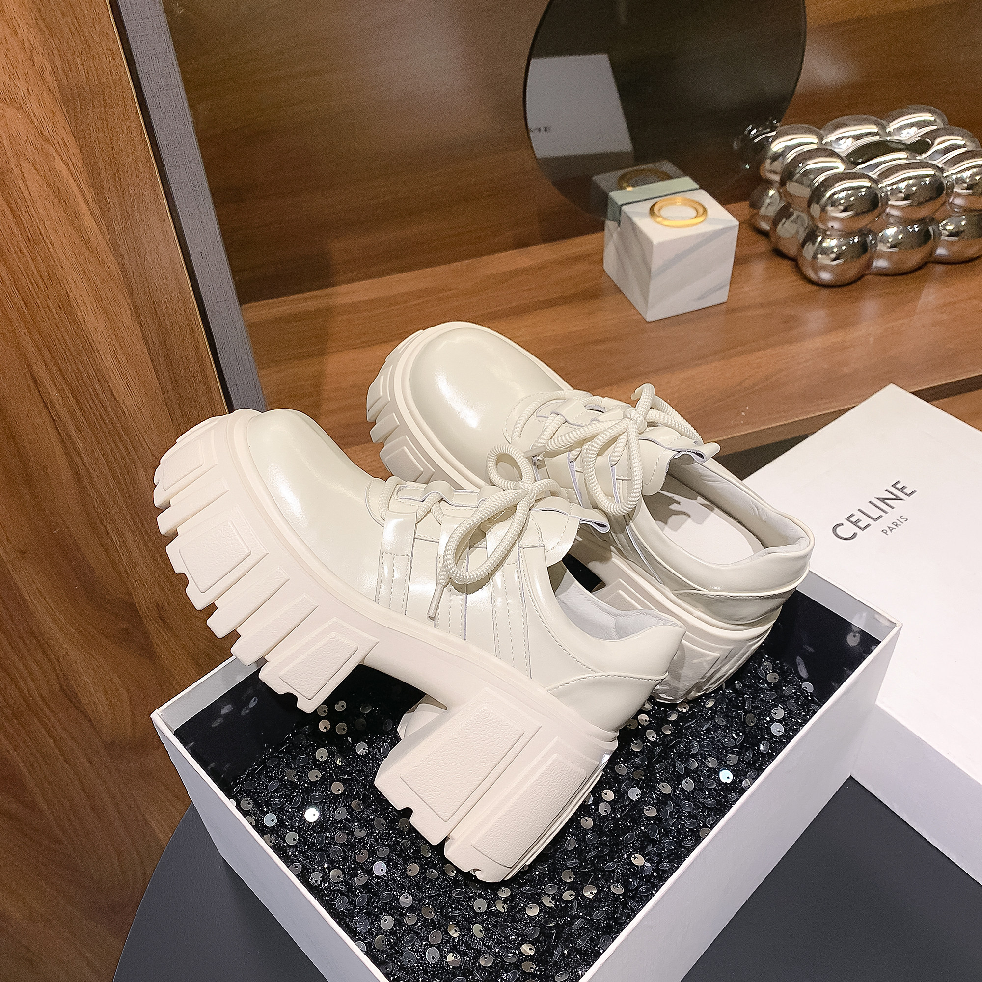 圆圆妈2026春季时尚深口系带单鞋休闲百搭厚底松糕粗跟牛皮女鞋子,女鞋,深口单鞋,淘宝优惠券,粉丝福利购,淘宝优惠卷