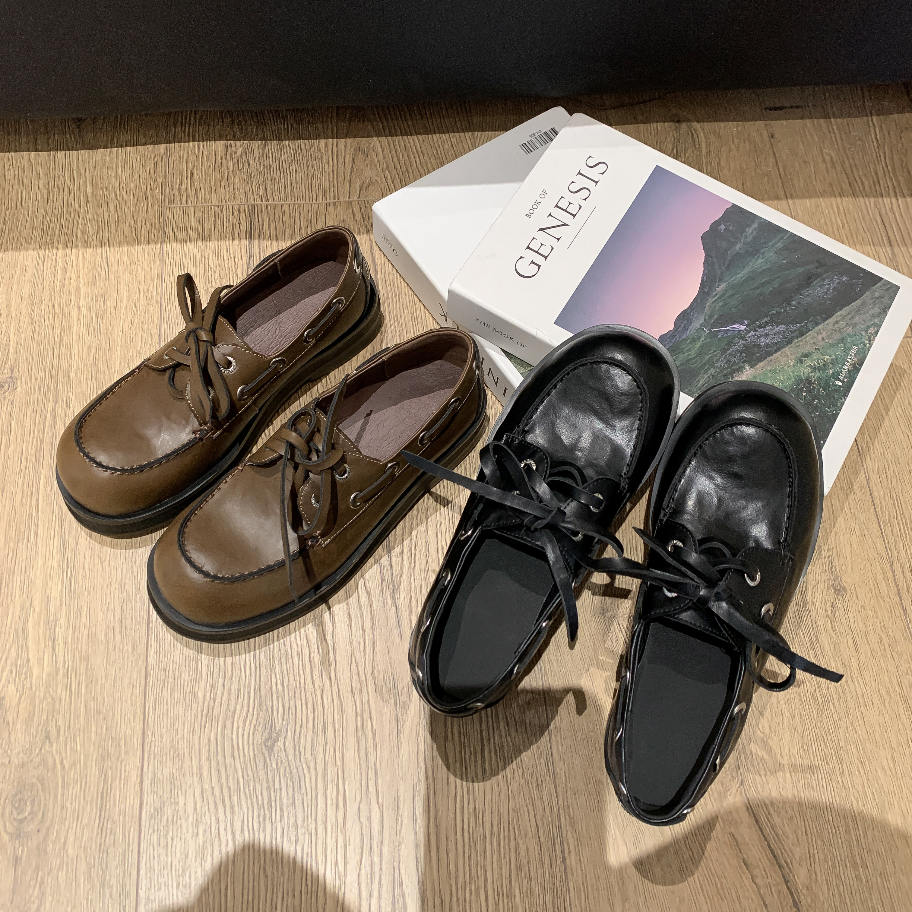 圆圆妈2026春季复古英伦单鞋圆头中口系带舒适休闲厚底牛皮女鞋子,女鞋,深口单鞋,淘宝优惠券,粉丝福利购,淘宝优惠卷