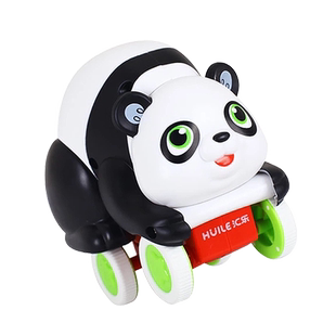 汇乐玩具609翻滚萌宠老虎熊猫儿童惯性滑行打滚卡通翻斗车小汽车