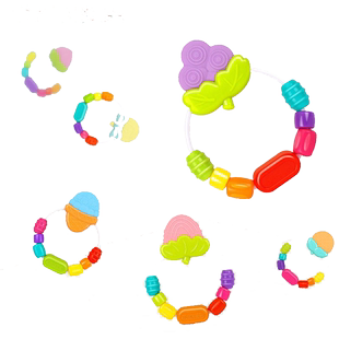 汇乐579A串珠摇咬乐 婴儿无毒牙硅胶磨牙器儿童牙咬玩具3-12个月
