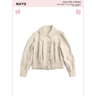 NUTO 奥斯汀公路 褶皱慵懒廓形宽松pu皮雾感皮衣外套女早春26新款