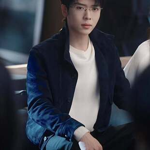 原版短剧婚夜燃尽卡戎傅青绍同款夹克外套立领开衫上衣男衣服潮